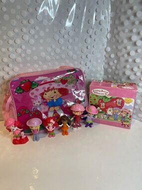 Strawberry shortcake Messenger bag with puzzle & doll bundle